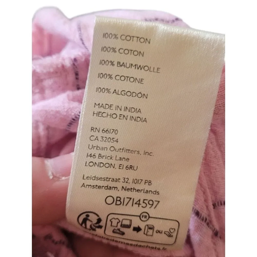 Free People Lunar Cove Women’s Pink Check Flowy Pants with Side Slits Size XS